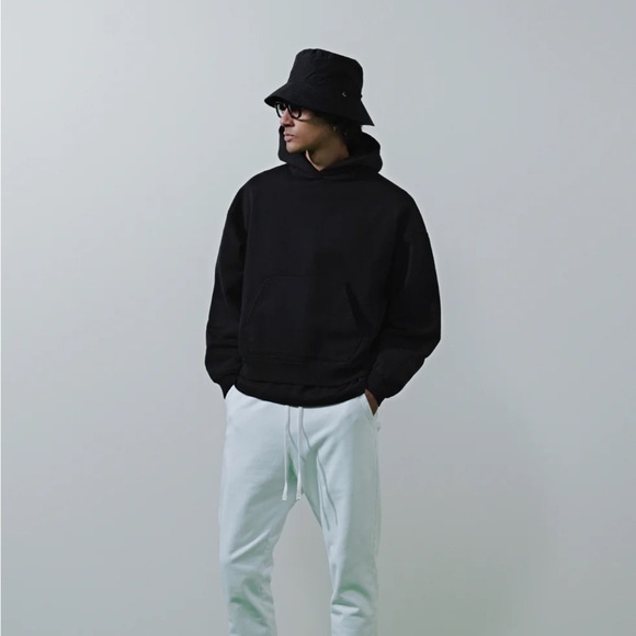 John Elliott Black Oversized Cropped Hoodie Sweatshirt, 1/Small pullover cotton - Picture 10 of 12